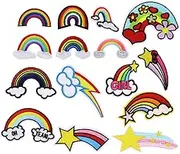 eMagTech 15Pcs Rainbow Patches Rainbow Star Pattern Patches Sew Iron on Patch Colourful Embroidered Patch Cartoon Applique Clothing Accessories for Jeans Jacket