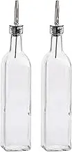 Argon Tableware Square Olive Oil/Vinegar Utensil Bottle With Tapor Pourer - 500ml - Pack of 2