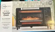 Mainstays 4 Slice Toaster Oven with 3 Settings, includes baking rack, pan NI Box