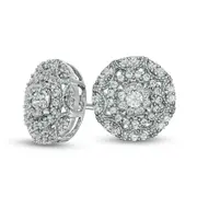 0.5 CT. T.W. Diamond Sunburst Frame Stud Earrings in 10K White Gold