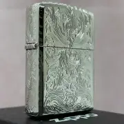 Zippo Armor Case Arabesque 5 Sided Platinum Plating Silver Lighter King II Japan