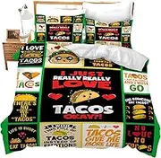 Cartoon Taco Bedding Set 3 Pieces Soft Lightweight Microfiber Just Girl Who Loves Tacos Bedspread Coverlet Set Cute Foods Duvet Cover Twin Full Queen King Comforter Bed Set for Girls Boys Women Men