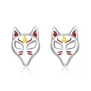 Silver plating Fox Mask Light Stud Earrings for Women Jewelry Women Jewelry