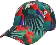 [YANYU] Tropical Flower Parrot Print Adjustable Snapback Hat Baseball Cap Comfortable and Stylish for Men and Women Black, Black, One Size