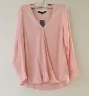 French Connection Blush Pink Long Sleeve Blouse Viscose Rayon Size 10 BNWT $99