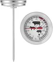 Instant Read Thermometer 2" Dial Food Thermometer Stainless Steel Meat Thermometer for Cooking Turkey, BBQ, Grill