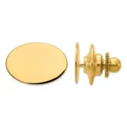 14K Yellow Gold Polished Oval Lapel or Tie Pin, 16 x 11mm