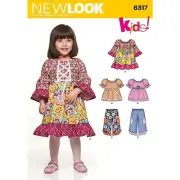 New Look Sewing Pattern 6317 Dress Top Shorts Toddler Size 1/2-4