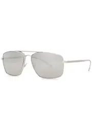 Versace Silver-tone Mirrored Aviator-style Sunglasses One Size