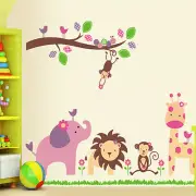 Cute Animals Monkey Tree Removable Kids Wall Sticker Vinyl Decal