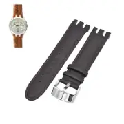 21mm Brown Leather Watch Strap For Swatch Irony Retrograde YRS401