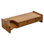 Bamboo Monitor Stand Riser with Drawer for Desk-Brown