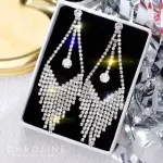 CAROLINE 韓國熱賣造型時尚BLING BLING 絢麗閃亮動人滿鑽長款耳環70163