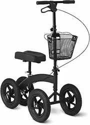 Medline All-Terrain Knee Walker, Alternative to Crutches, Hand Brakes, Basket, Brakes, 12-Inch Wheels, Light Weight