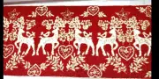 Christmas Beaded Table Runner Red White Deer New 36" The Alpine Chalet