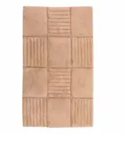 Castle Hill London Checker Board 100% Soft Plush Cotton 17" x 24" Bath Rug Natur
