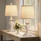 21'' Small Table Lamps for Bedroom Bedside Set of 2 Farmhouse White