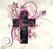 Cross With Pink Flowers Iron On Transfer For T-Shirt + Light & Dark Fabrics #38
