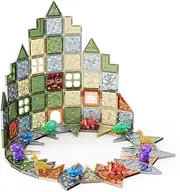Magnet Building Tiles 105pcs - Magnetic 3D Blocks Construction Playboards, Nature-Inspired Diamond-Cut Magnetic Tiles, STEM Educational Toy for Kids