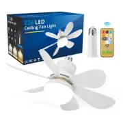 Screw in Ceiling Fan in Light Socket with Remote Control, Mini E26 Plug in Li...