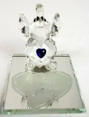 Crystal Elephant On Mirror "I Love You" Blue Heart Made in Czech Republic