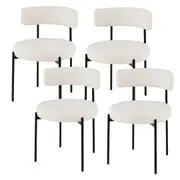 Costway 4pcs Lamb wool dining chairs Upholstered Bar Stool Set Counter Height Barstool w/Round Seat White