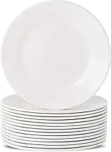 White Plastic Plates Set of 14, 22.8cm Reusable and Unbreakable Dinner Plates, Lightweight Camping Plates Set, Saucers Plates for Salad, Pasta, Picnic, Party