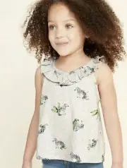 Old Navy Toddler Girls Zebra Safari V-Neck Ruffle Trim Swing Tank Top Size 2T