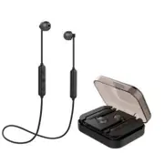 X6S Wireless bluetooth 5.0 Earphone Heavy Bass Stereo Sports Waterproof Headphone with Mic with Charging Box BLACK COLOR