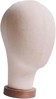 Perfeclan Wig Display Head Wood Base Hairpiece Manikin Manikin Head Mannequin Head Model for Hairpieces Headwear Earphones Scarves Caps