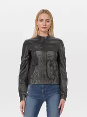 Black Leather Zip Jacket