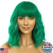 LANICE Green Wig for Women Short Bob Wigs with Bangs Natural Synthetic Green