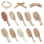 Rustic Jute Twine Ribbon - 10 Rolls of Burlap Lace Ribbon for DIY Sewing, Gifts