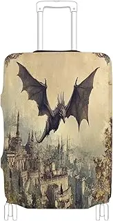[Joisal] Dragon Flight Vintage Suitcase Covers for Luggage Tsa Approved Fit 18-32 Inch Luggage, Dragon Flight Vintage, L 26-28 in