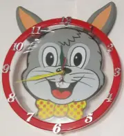 Whimsical Bunny Rabbit Pendulum Swinging Ears Wall Clock with Second Hand