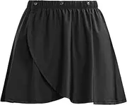[Ubxvamm] Women Layered Pleated Yoga Tennis Coverup Skirt Athletic Workout Running Buttons Elastic Waist Wrap Skirt Hip Scarf