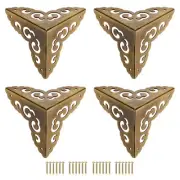 50x50x50mm Metal Box Corner Protectors Brass Edge Guard Bronze Tone 4pcs