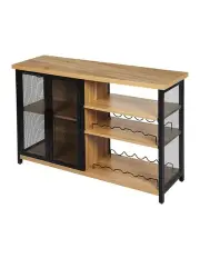 [Levede] Industrial Wine Steamrack Adjustable Bar Cabinet 120cm in Brown
