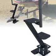 Boat Trailer Step, Carbon Steel 2 Steps Boarding Step with Handle, Heavy Duty Universal Trailer Tongue Steps, Non Slip Dual Step for Bass Boat, Trailer, Pontoon Boats