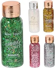 Healvian 5pcs Face Body Sequins Mermaid Sequins for Face Makeup Eyeshadow Liquid Glitter Eyeshadow Nail Stamping Gel Heart Sequins Shimmer Eyeshadow Flash Gel Cleasing Milk Charm 3D Plastic
