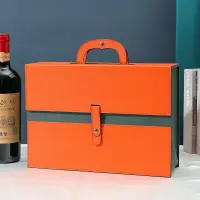 在飛比找樂天市場購物網優惠-紅酒袋/葡萄酒紙袋/包裝袋 紅酒包裝禮盒高檔雙支裝皮盒木盒黑