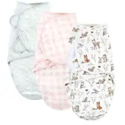Hudson Baby Quilted Cotton Swaddle Wrap 3pk, Enchanted Forest, 0-3 Months