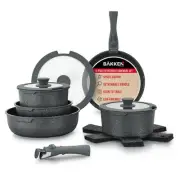 Bakken 15-Piece Non-Stick Cookware Set with Detachable Handles – Granite Stac...