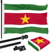 Combo Pack: 6 Ft Tangle Free Aluminum Spinning Flagpole (Black) & Suriname