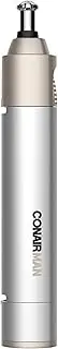 ConairMan Nose Hair Trimmer for Men, For Nose, Ear, and Eyebrows, Patent 360 Bevel Blade for No Pull, No Snag Trimming Experience, Cordless High Performance Metal Trimmer