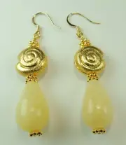 Jade Briolette Earrings with Fancy Swirl Beads Handmade