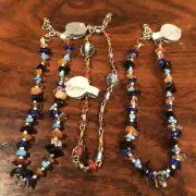 Lot 3 Wholesale Handmade Anklet Multi Color Stone Gemstone Chip Beaded Metal