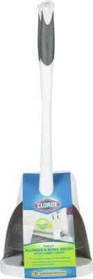 4 Sets New Clorox Toilet Plunger and Bowl Brush Combo Set with Caddy, White/Gray