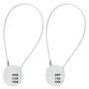 2 Pack 3 Digit Combination Lock 0.98Ft Wire Cable, Round Helmet Padlock Silver