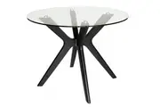 SK Designer Living | Doreen Collection | Round Glass Dining Table | Black | 100cm